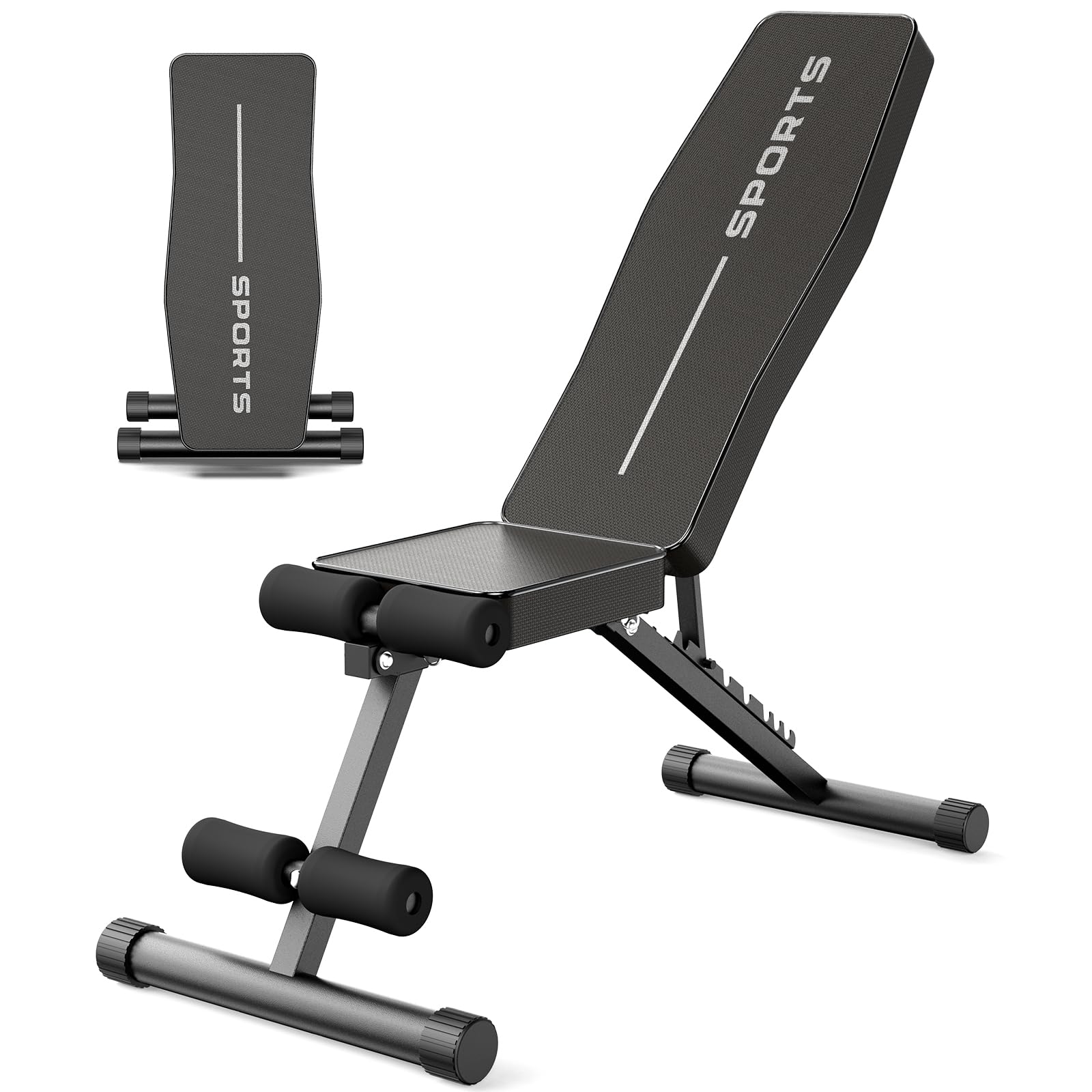 naspaluro Weight Bench Adjustable, Full Body Exercise Folding Fitness Workout Bench with 7 Positions, Exercise Bench for Weight Lifting & Sit Up Abdominal Supine Board Flat Home Gym