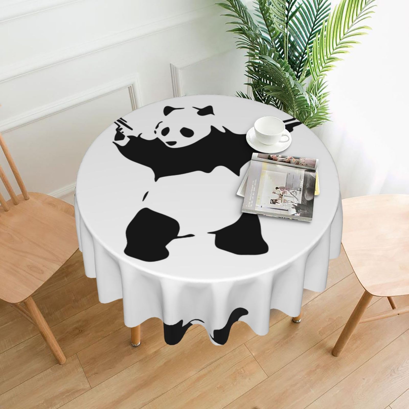 MROWYC Panda With Printed Practical Round Tablecloth, Durable, Suitable for Home, Restaurant, Hotel, Gathering, and Decorative Table Covers