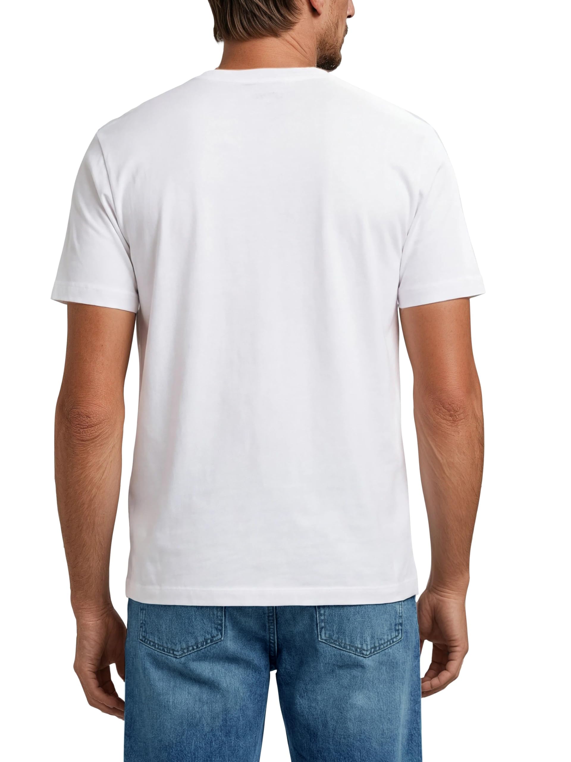 Mustang - Juego de 4 camisetas para hombre con estampado frontal y cuello redondo, mezcla de colores azul y negro Mezcla de colores (P16).