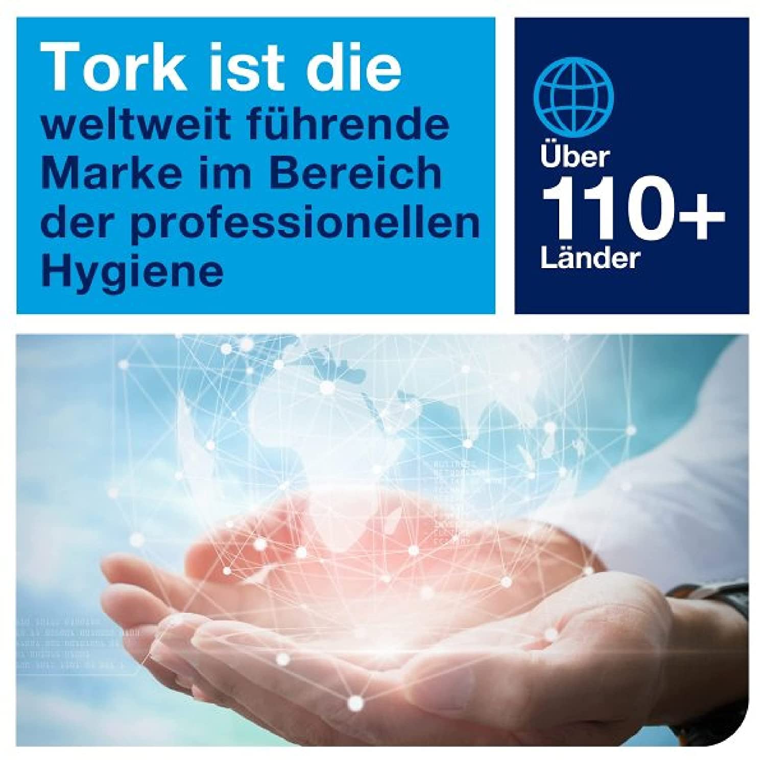 Tork 128107 Standard Papierwischtücher für das M2 Innenabrollung Spendersystem / 2-lagiges stabiles Papier in Blau / 6 x 150 Meter