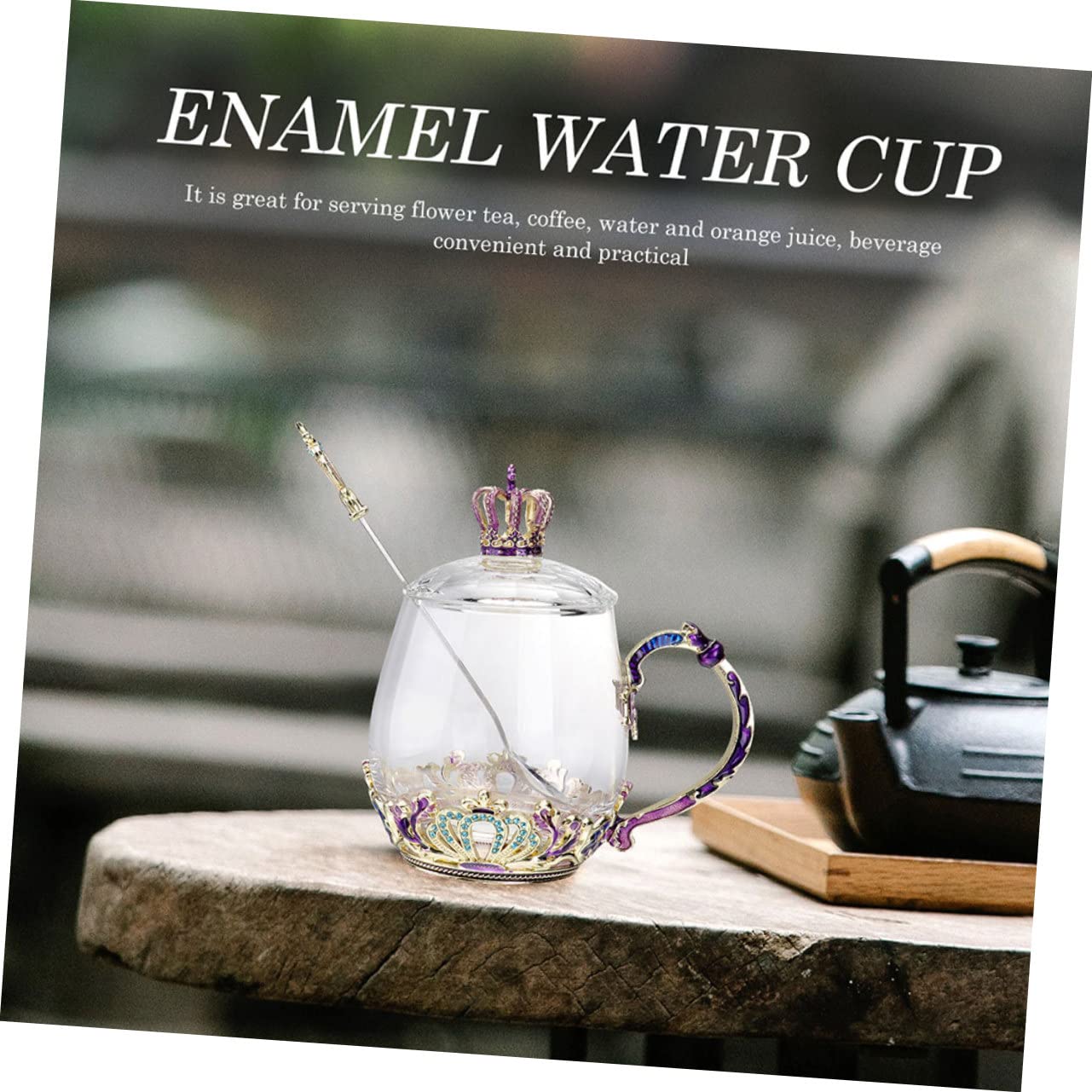 Kreative Teetasse aus Glas mit Löffel im Henkel Hitze und Kältebeständig Ergonomisches Design für Zuhause Zufällige Farbe