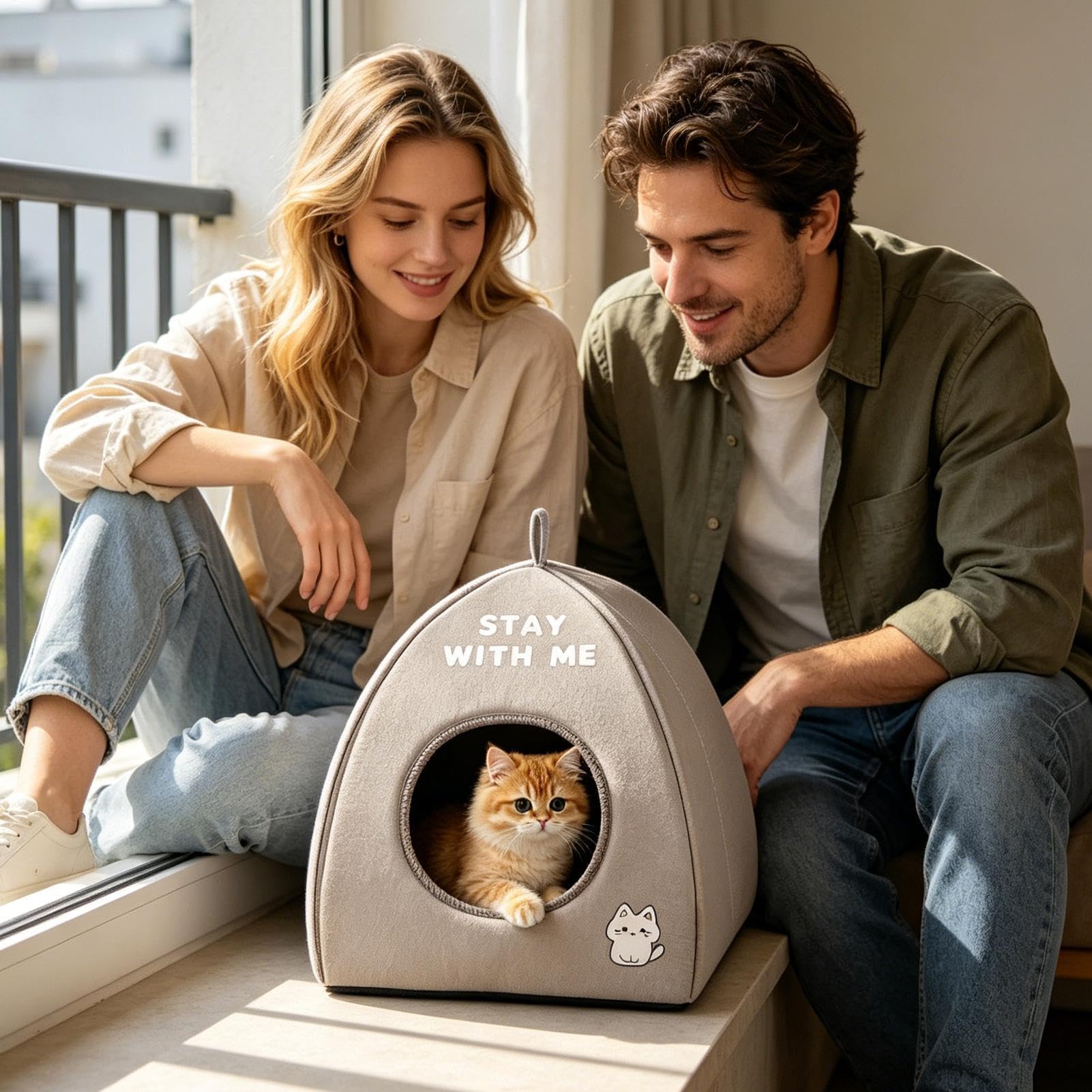 Cooling Cat House, Cool Kitten Shelter with Insulated Foil Lining Cooling Dog House Outdoor Portable Style, for Apartment Home Office Bedroom Living Room Study Patio Daily Comfort Use