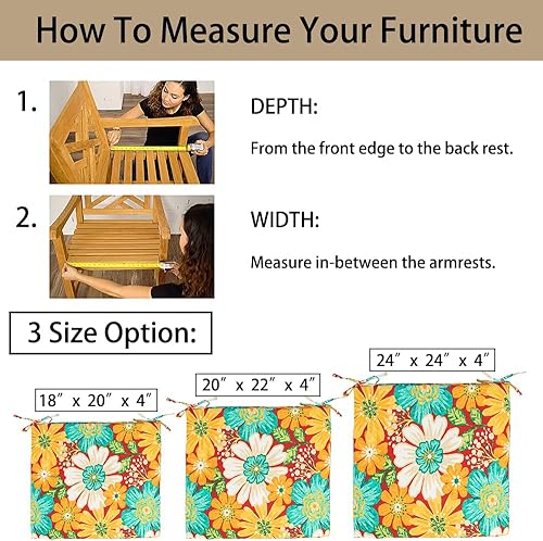 Miniatura 7 de Magpie Fabrics Funda de cojín para banco de patio, 45 x 18 x 3 pulgadas, resistente al agua, protección UV, muebles de exterior, funda de cojín de