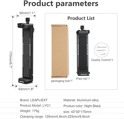 Miniatura 7 de Tripod Aluminum Flat Mount Compatible with Samsung Tablet Stand and MINI iPad, 4.7-12.9 Inch, 14 Acar Universal Interface on Bottom and Back, Double