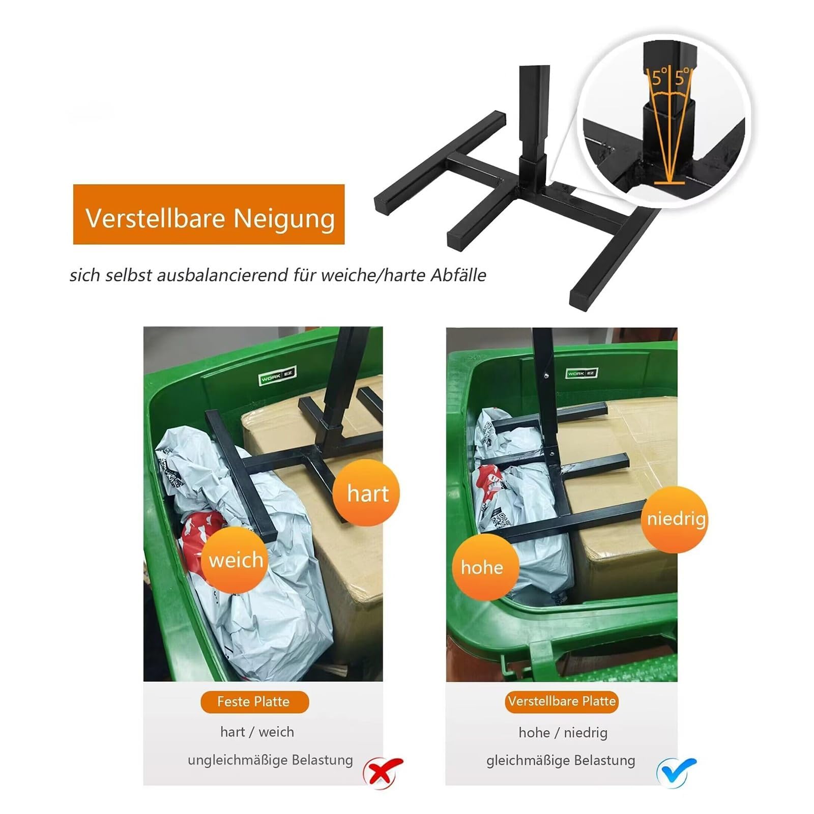 Compactador manual portátil de basura sin contacto, herramienta de reciclaje al aire libre con mango ajustable para cocina, jardín y restaurante, solución eficiente de gestión de residuos
