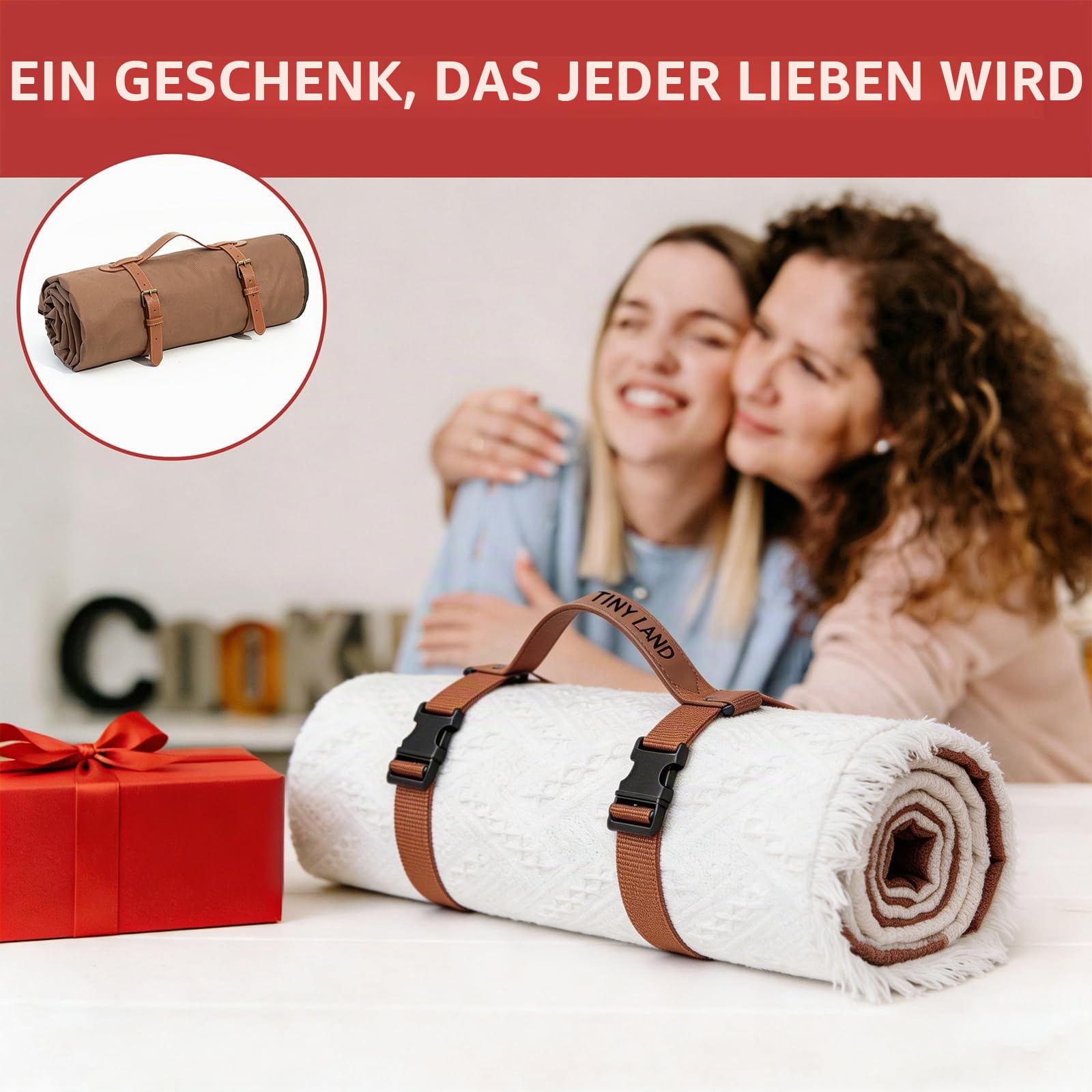 Tiny Land Picknickdecke, 2-in-1 Outdoor-Überwurfdecke, wasserdicht, groß, faltbar, Strandmatte, passend für 4–6 Erwachsene, perfekt für Yoga, Stadion, Auto, Paare und Familien