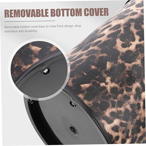 Miniatura 5 de Healifty Cubo de basura para baño, diseño de anillo de acero inoxidable, diseño de leopardo, cubo de papel para el hogar, papelera de oficina