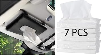 Car Tissue Holder with 7 Refill, Car Tissues Box, Tissue Napkin Refill | Cars Case Refill Tissue, Cars Accessories, One Tissue Holder and 7 Bags of Tissues Filler Black