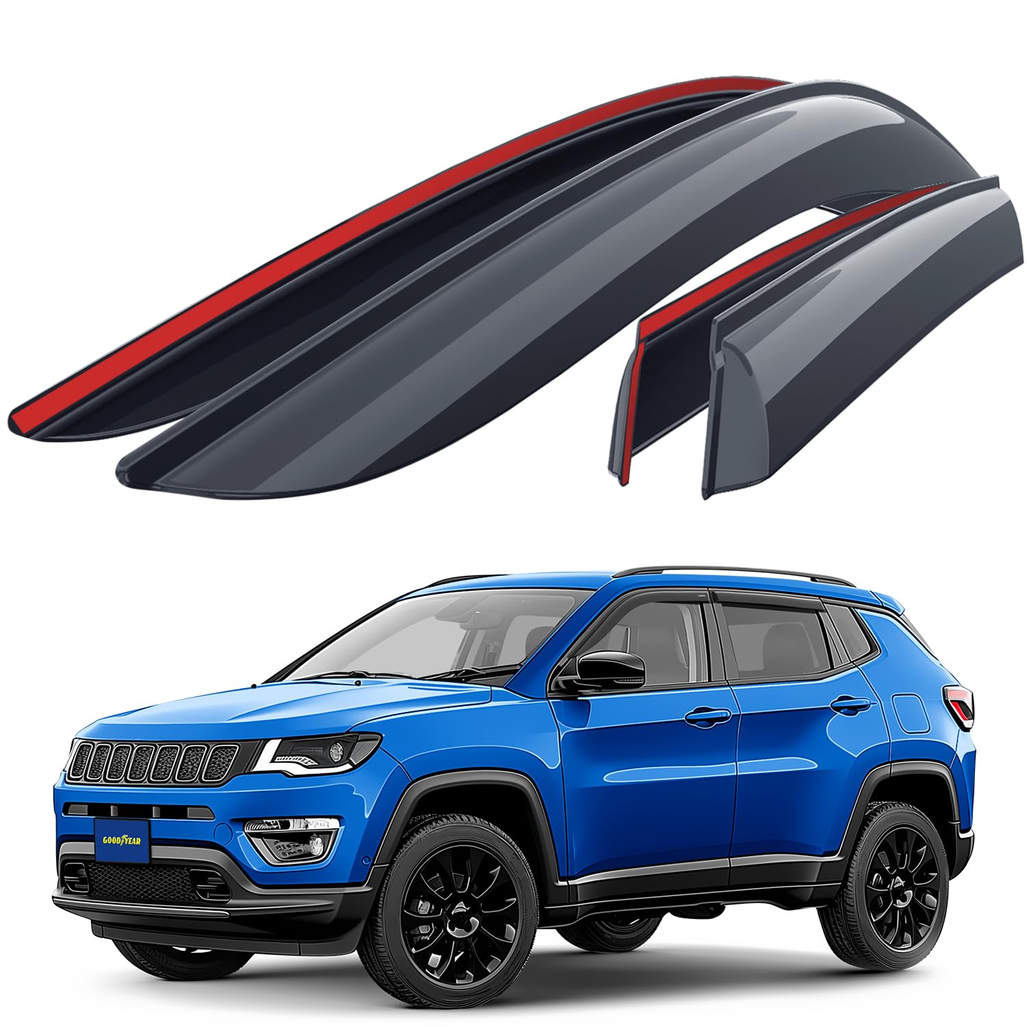 Goodyear Déflecteurs pour/Compatible avec Jeep Compass 16-26 - Adhésif 4Pc.