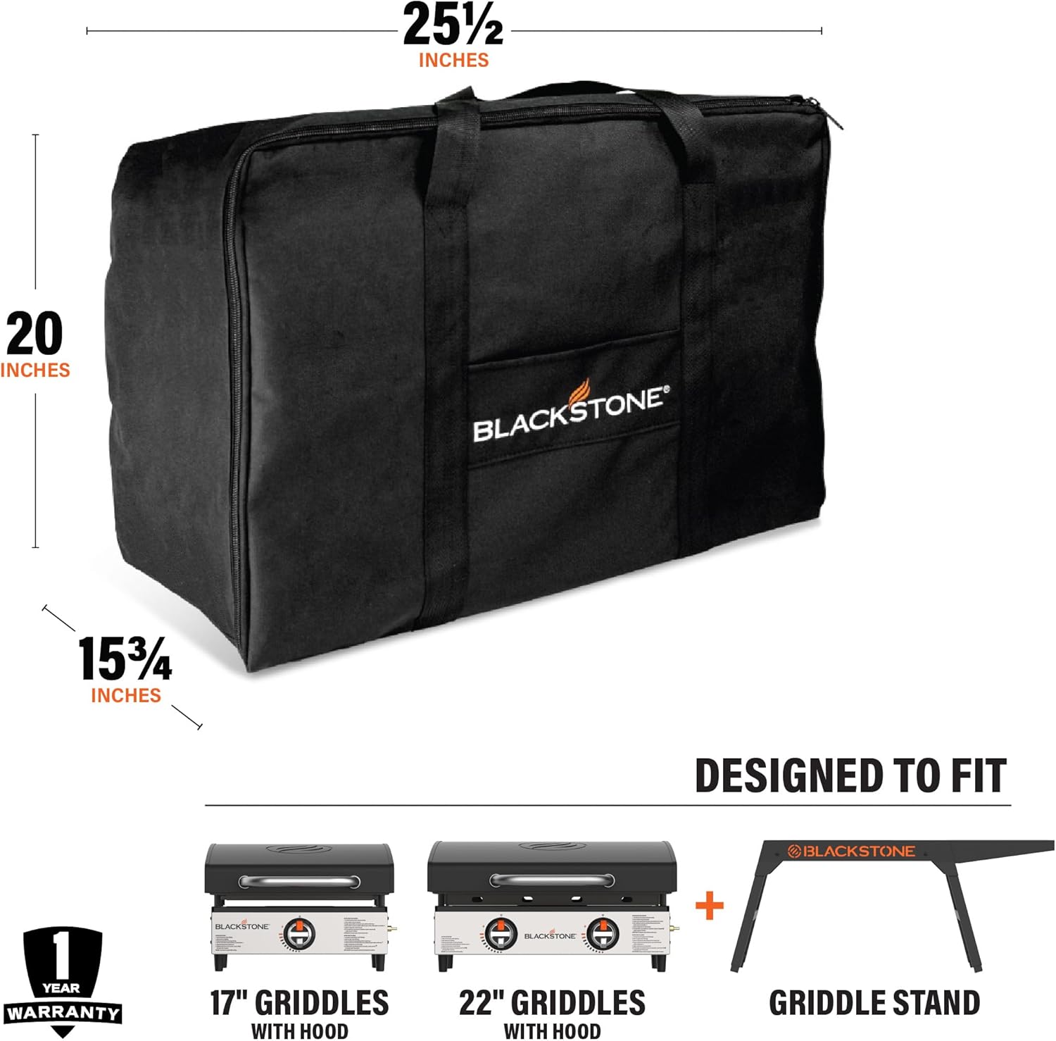 BLACKSTONE Tabletop Griddle Carry Bag – Fits 17" & 22" Tabletop Griddle – Portable BBQ Grill Griddle Carry Bag for Travel - 600D Heavy Duty Weather-Resistant Cover Accessories – 5035