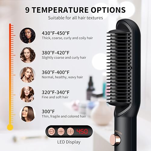 Miniatura 5 de LASSROKA - Cepillo alisador de pelo mejorado alisador de iones negativos para mujeres con 9 ajustes de temperatura y calentamiento rápido 25