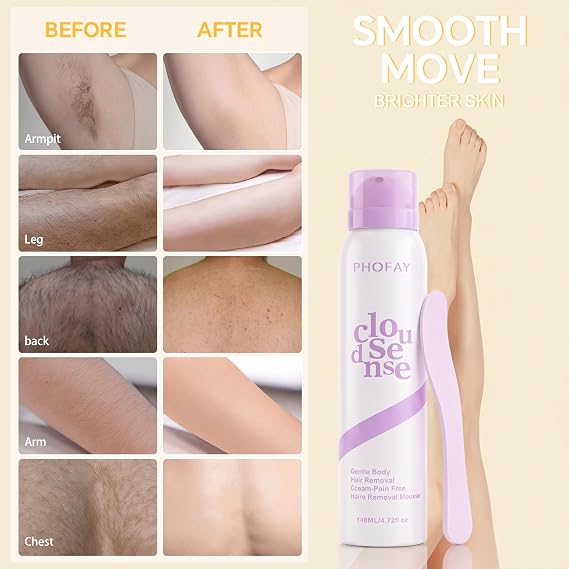 PHOFAY Smooth&Cloud Sense Hair Removal Spray 4.73 Fl Oz (Pack of 2)