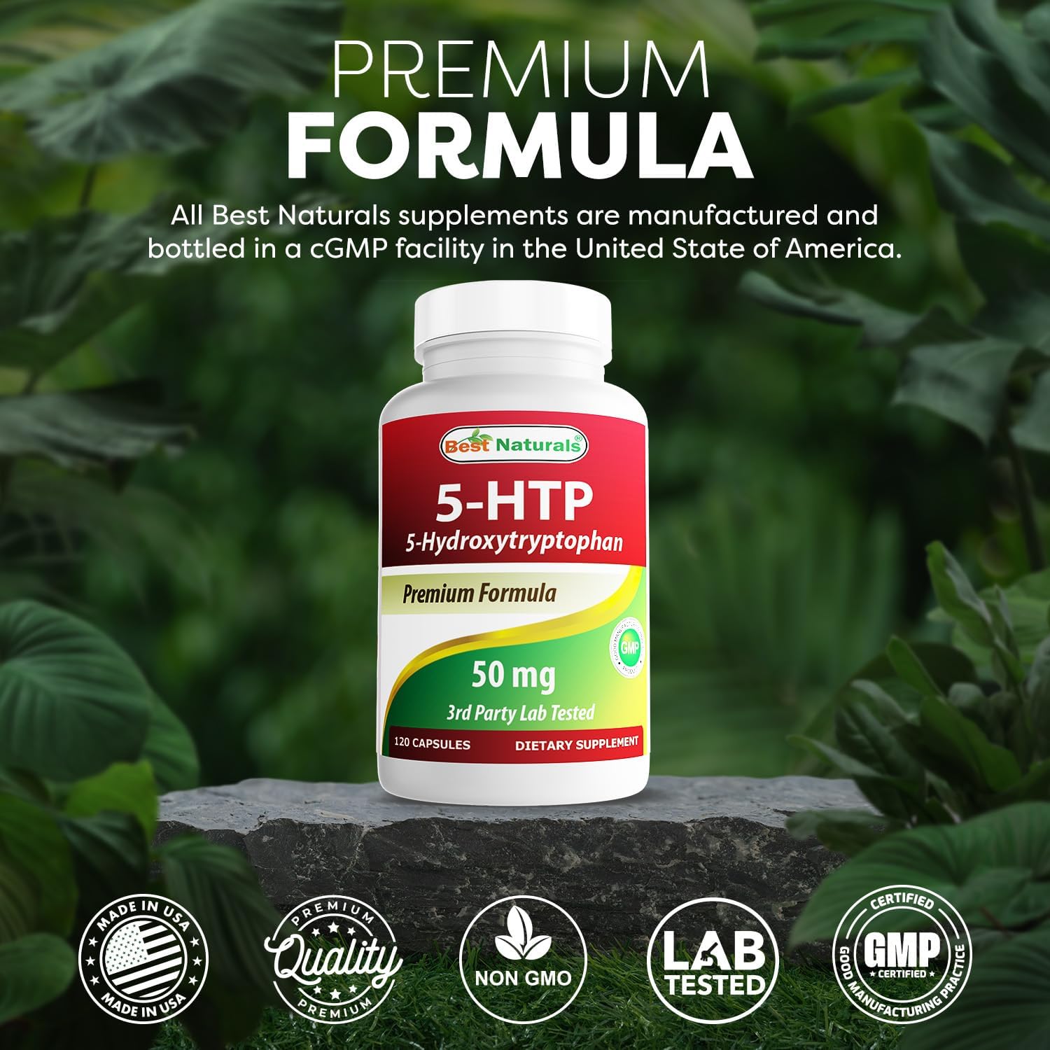 Best Naturals 5-HTP 50 mg 120 Capsules, 5 HTP Capsules Supports Relaxation & restful Sleep (360 Count(Pack of 3))