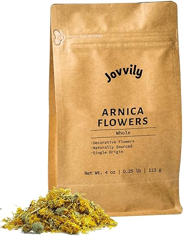 Jovvily Flores de árnica 4 oz Flores enteras secadas Antiinflamatorias Salves & Cataplasmas