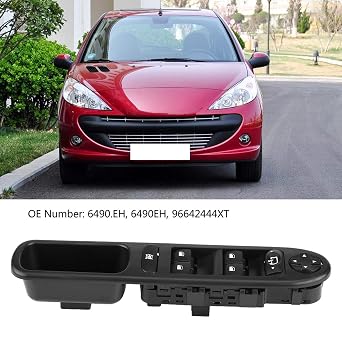 Power Window Switch 6490.EH Master Control Switch 6554.QF Auto Front Right Drive Side Electric Switch Button 96642444XT for 207 2006 2007 2008 2009 2010 2011 2012 2013 2014 2015 2016 207 windo