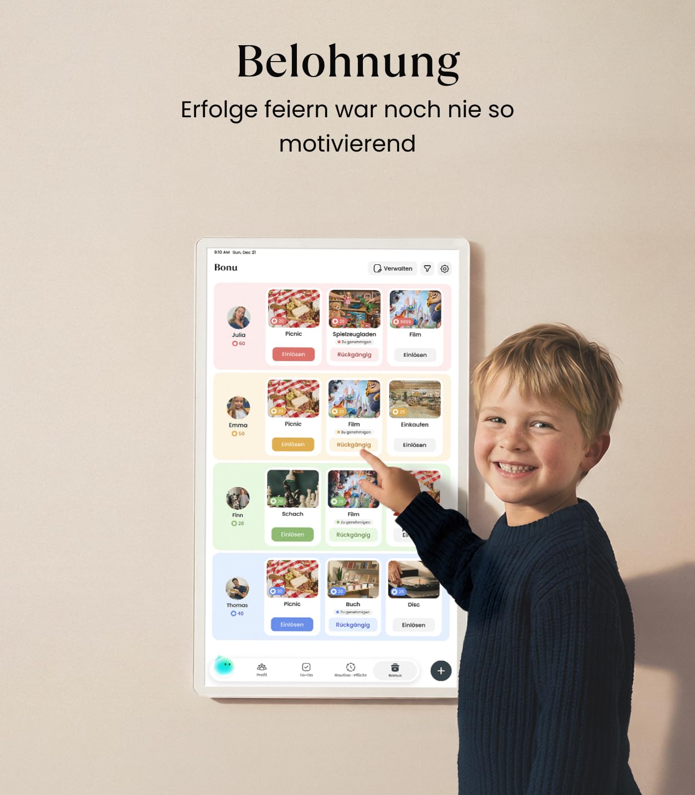 Cozyla Calendar Plus 2 32 Zoll Digitaler Kalender Wand Kein Abo Touchscreen Familienplaner