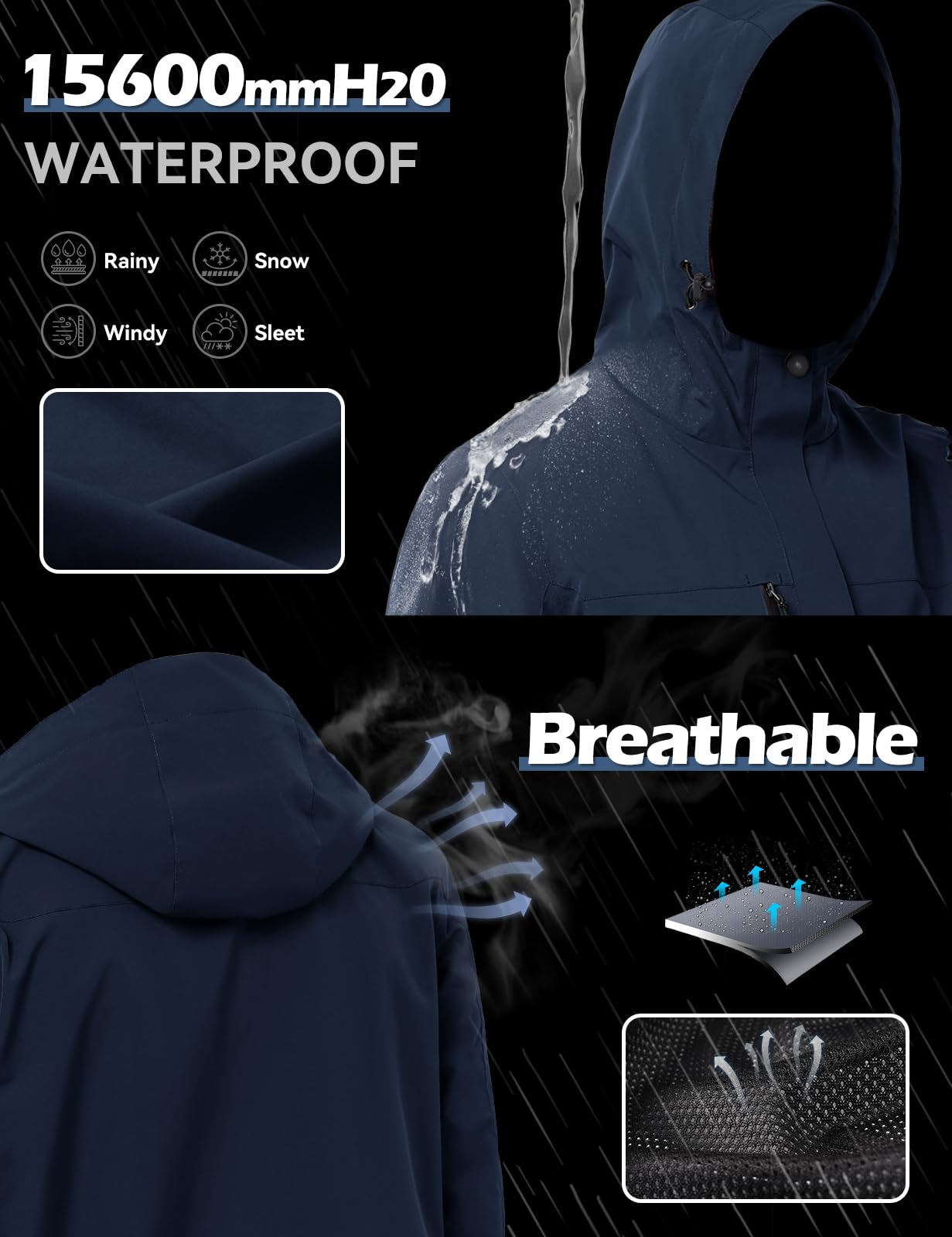 Svanco Giacca Impermeabile Antivento Uomo, Giubbotto Softshell Antipioggia Leggero per Trekking, Vento e Pioggia