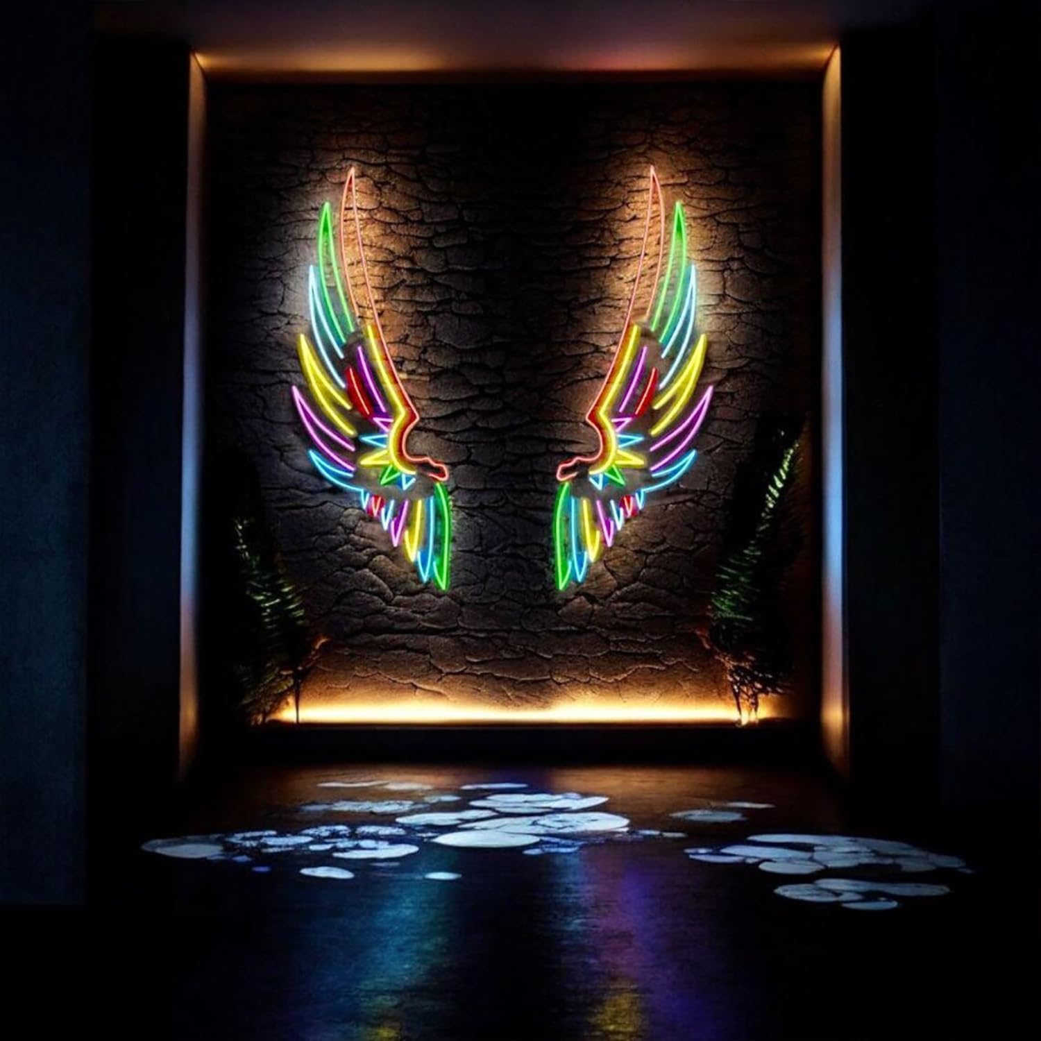 Custom Large Colorful Angel Wing Neon Sign, Angel Wings Design Lights Signs for Bar Home Wedding Birthday Wall Decor, Neon Lighted angel wing Representing Nobility, House Gift.Size:H40inches