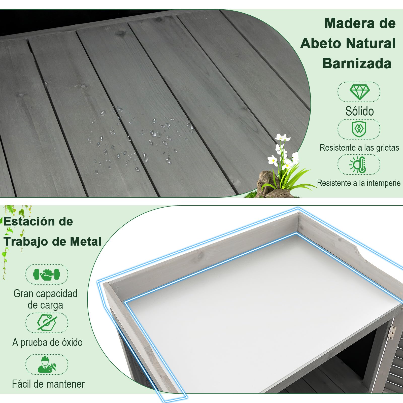 COSTWAY Caseta de Jardín de Madera, 67 x 47 x 100 cm, Gabinete de Almacenamiento Exterior con 2 Estantes de Almacenaje, Puertas, Caseta de Herramientas Impermeable para Jardín, Patio Trasero