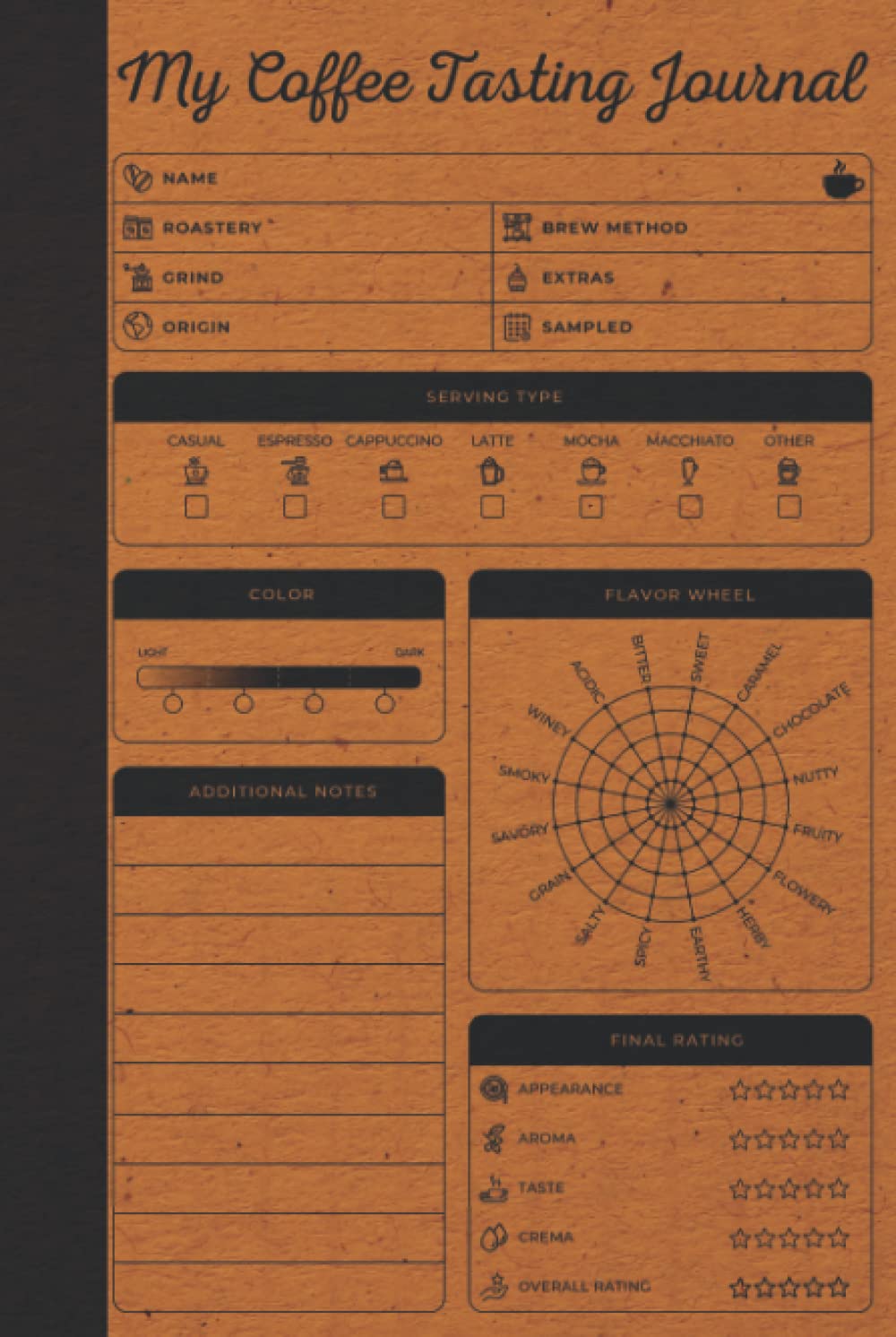 My Coffee Tasting Journal: Hardcover & Hardback Coffee Log Book With Coffee Tasting Wheel & Color Meter To Track & Rate Coffee Varieties And Roasts - Coffee Drinkers Notebook - Coffee Lovers Gifts