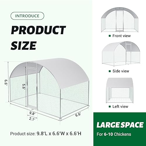 Miniatura 3 de CHICKENPEN Gallinero grande de metal para aves de corral, corralito para conejos, casa de hábitat, gallinero en forma de espira con cubierta