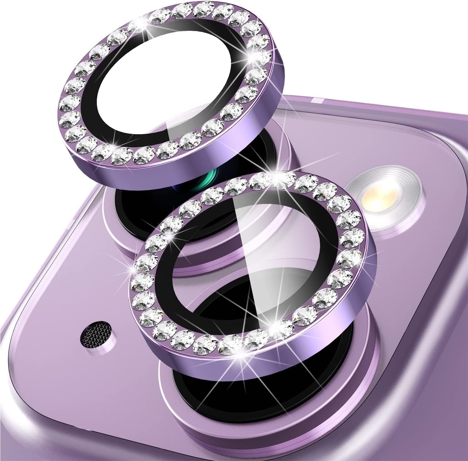 RN MART Diamond Camera Lens Protector Compatible for iPhone 14/iPhone 14 Plus, [Anti-Scratch] Premium Tempered Glass Film Aluminum Alloy Lens Ring Cover (D Purple) (B0CL6PWKBB) Amazon Price History, Amazon Price Tracker