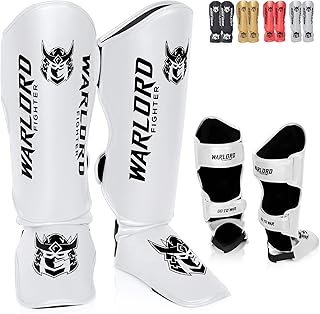 WARLORD PRO Muay Thai Shin Guards for Men MMA Gear, Kickboxing Shin Guards Sparring Gear MMA Training Equipment Muay Thai Pads MMA Shin Guards Shin Guards MMA Shin Pads Kickboxing Gear Martial Arts