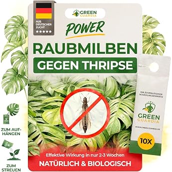 GREEN GUARDIA Power Predator Mites Against Thrips - 10 Bags Biological Agent for Effective Thrips Control for Indoor & Ornamental Plants as well as Canna. Environmentally Friendly Chemical-Free Agents