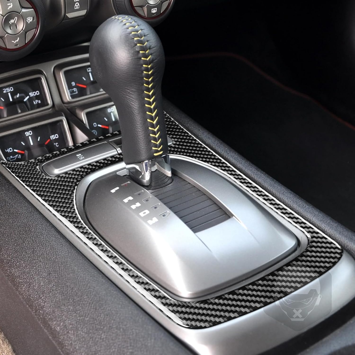 Car Automatic Gear Shift Panel Frame Decal Real Carbon Fiber Interior Trim Compatible with Chevy/Chevrolet Camaro 2010 2011 2012 2013 2014 2015 Sticker Accessories Decoration - B Black