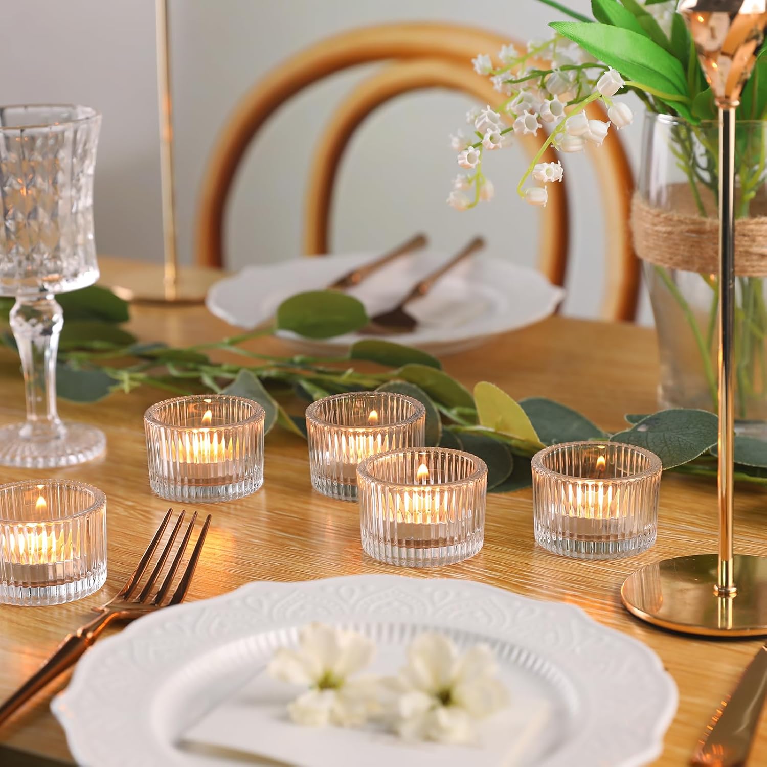 Clear Glass Tealight Candle Holders Set of 12