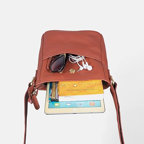 Miniatura 5 de LEABAGS Bolso bandolera de cuero - Bolso vintage de cuero genuino de búfalo - Bolso de mensajero de hombro para hombres y mujeres Maletín Atenas