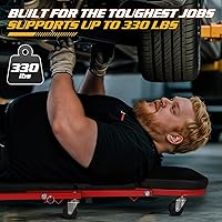 Vista 5 de Magshion 36" Triplex Plegable en Tres Partes Plataforma Rodante 2 en 1 para Garaje y Asiento, Plataforma Rodante de Mecánico de Bajo Perfil con 6