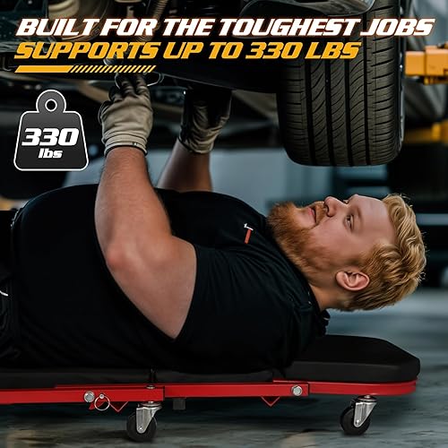 Miniatura 5 de Magshion Enredadera plegable triplex de 36 pulgadas 2 en 1 para garaje plegable, enredadera mecánica de perfil bajo con 6 ruedas giratorias,