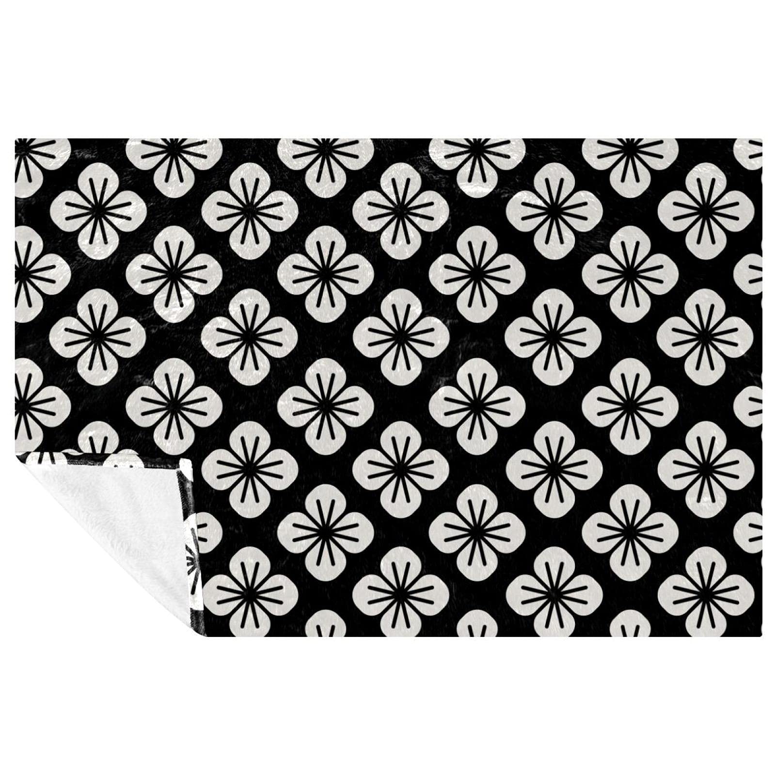 Couverture douce et chaude avec motif floral japonais pour lit et canapé 150x100