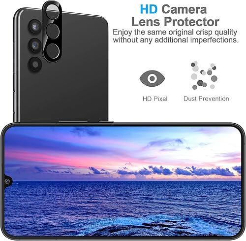 Miniatura 4 de Qoosea Protector de pantalla para Samsung Galaxy A14 5G 22 unidades Vidrio templado con protector de lente de cámara sin burbujas resistente a los