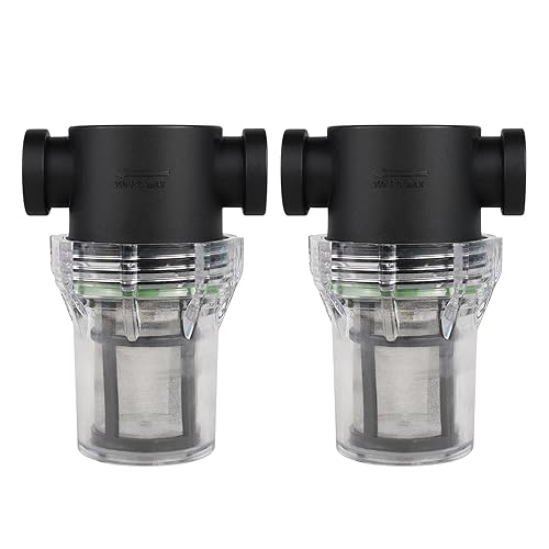 SEAFLO Colador hembra NPT en línea de 12 pulgada con pantalla de filtro de acero inoxidable de malla 100 - Recipiente transparente para una fácil