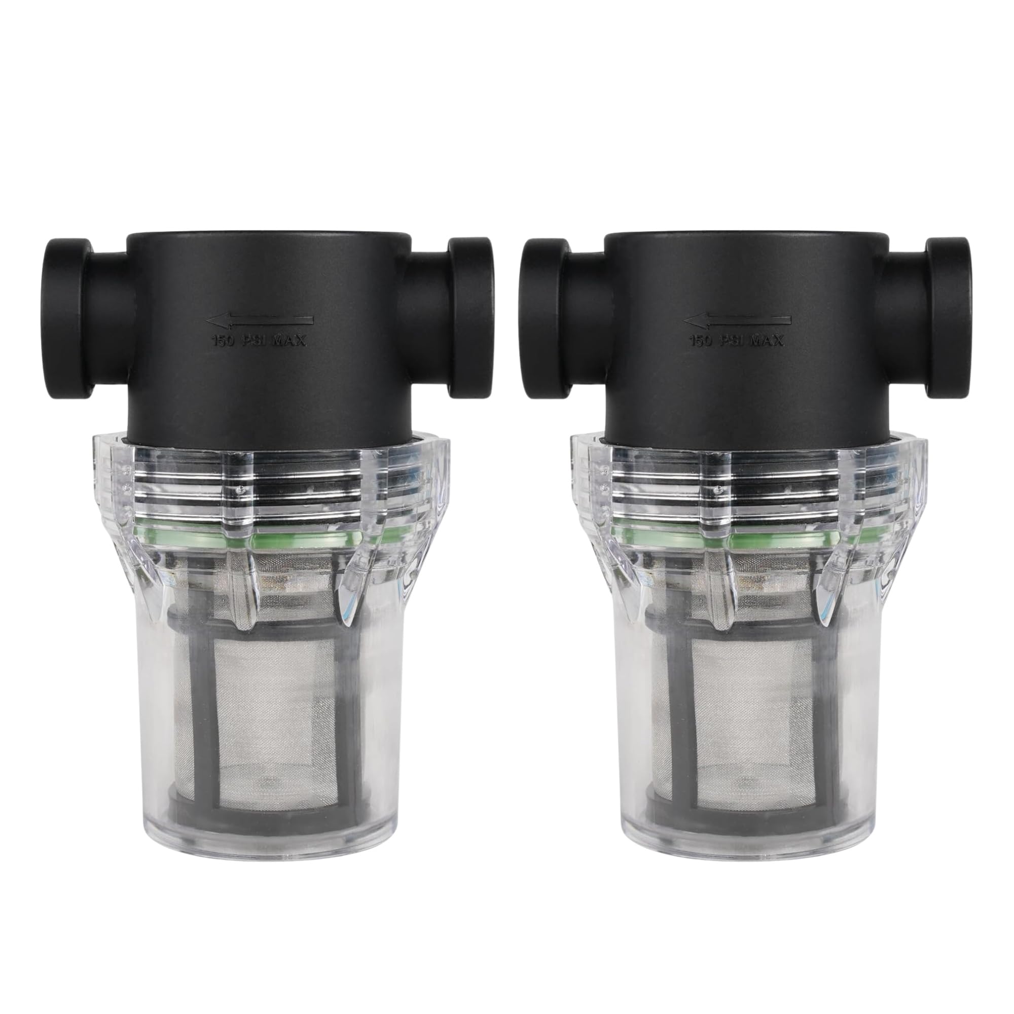 SEAFLO Filtro in linea NPT femmina da 1/2" con filtro in acciaio inox a 100 maglie - ciotola trasparente per una facile pulizia | Modello SF-ST-12 (confezione da 2)