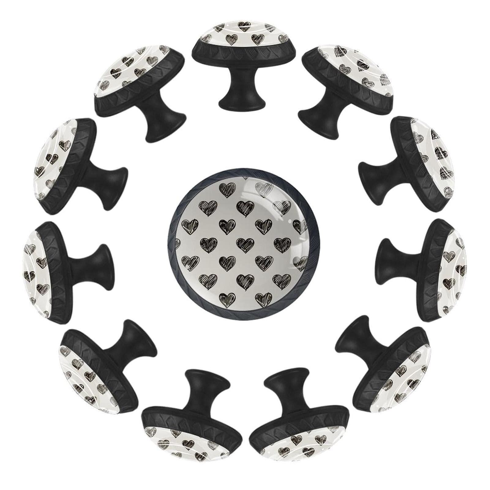 Boutons de tiroir ronds 35 mm Heart of Doodle Line pour meuble et commode de crèche