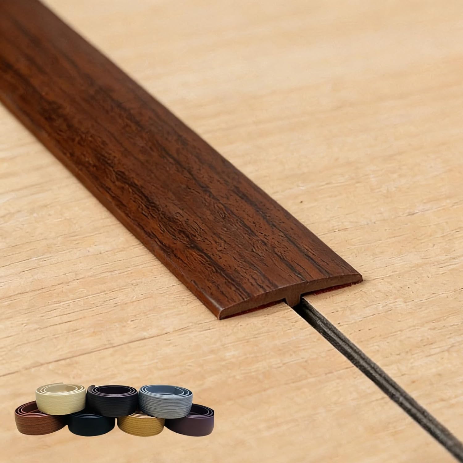 Flexible PVC T-Molding Transition Strips 2" Self-Adhesive Vinyl Flooring Peel and Stick Edging Trim 3.3FT 6.6FT 10FT 23FT 33FT for Hard Wood Floor, Laminate, Tile, lvp Flooring(Walnut,2"x23.0FT)