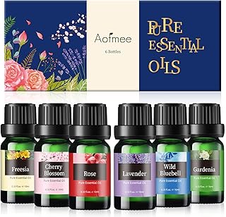 Essential Oils, Aofmee Fragrance Oil Aromatherapy Essential Oils Set, 100% Pure Essential Oils for Diffusers, Lavender Essential Oil for Sleep, Rose Essential Oil for Skin, Oil Diffuser Essential Oils