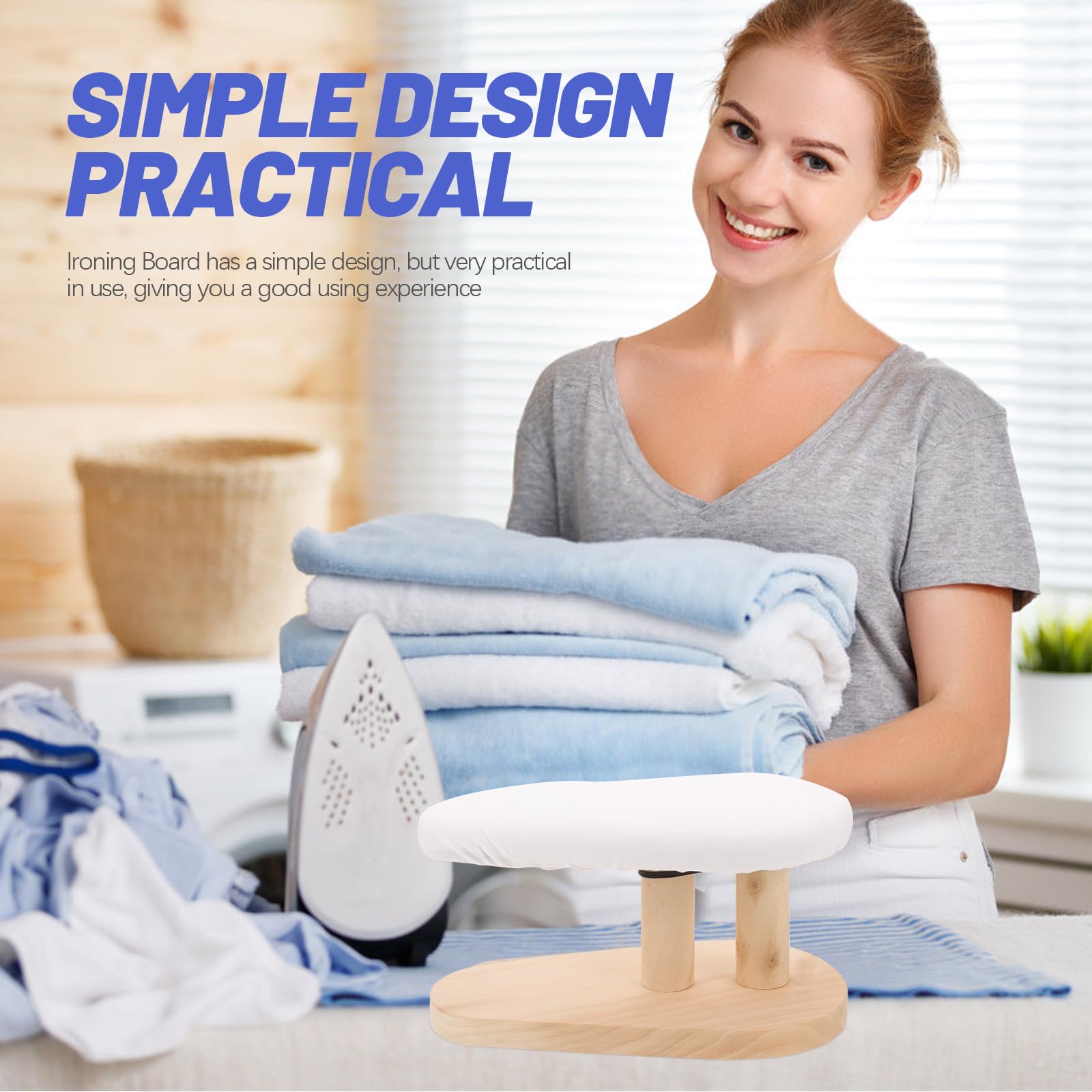 SHINEOFI da Stiro Design Semplice e Pratico in Legno Rivestimento Multifunzionale Tavolo da Stiro Versatile per Abbigliamento e Vestiti