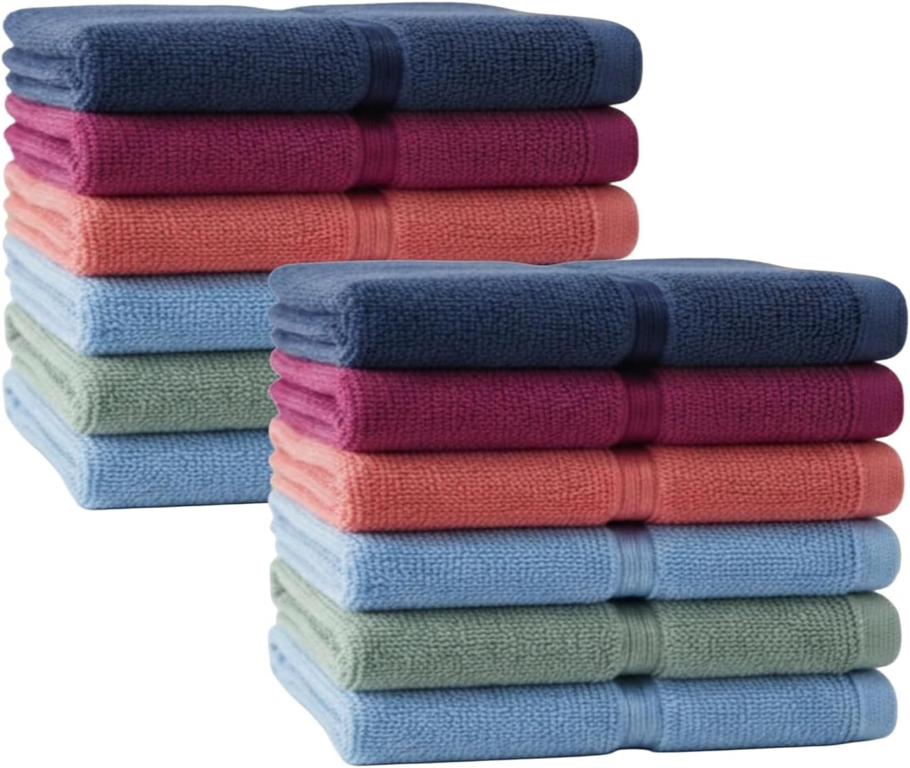 Cotton Face Towel Set of 12, Multicolor, 30x30 cm, 450 GSM Ultra Soft & Highly Absorbent, Quick-Dry Washcloths for Face, Hand & Travel