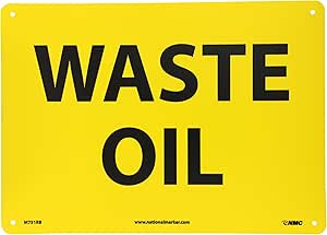 Warnschild 'Waste Oil' – Gelb/schwarz, Aus Stabilem Polystyrol, 35,6x25,4 Cm