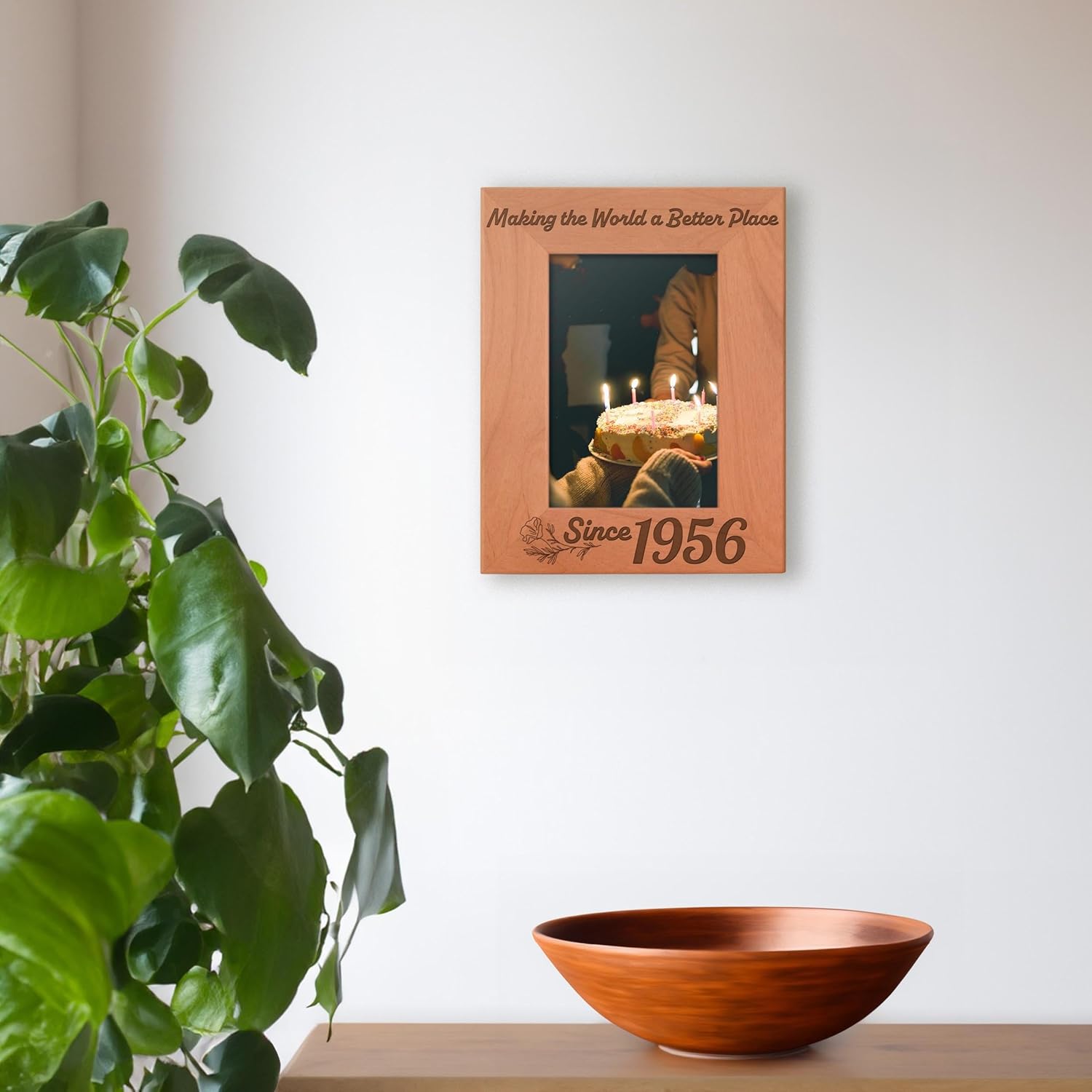 ThisWear 70th Birthday Gifts For Women Making The World Better Place Since 1956 Wood Engraved Portrait 4x6 Photo Frame