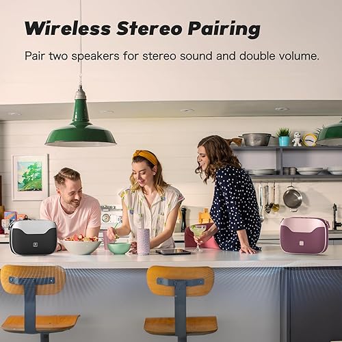 Miniatura 5 de DOSS SoundBox H100 - Altavoz Bluetooth estilo bolso con panel de oro rosa y rosa cobre, sonido inmersivo de 50 W, 24 horas de reproducción física de