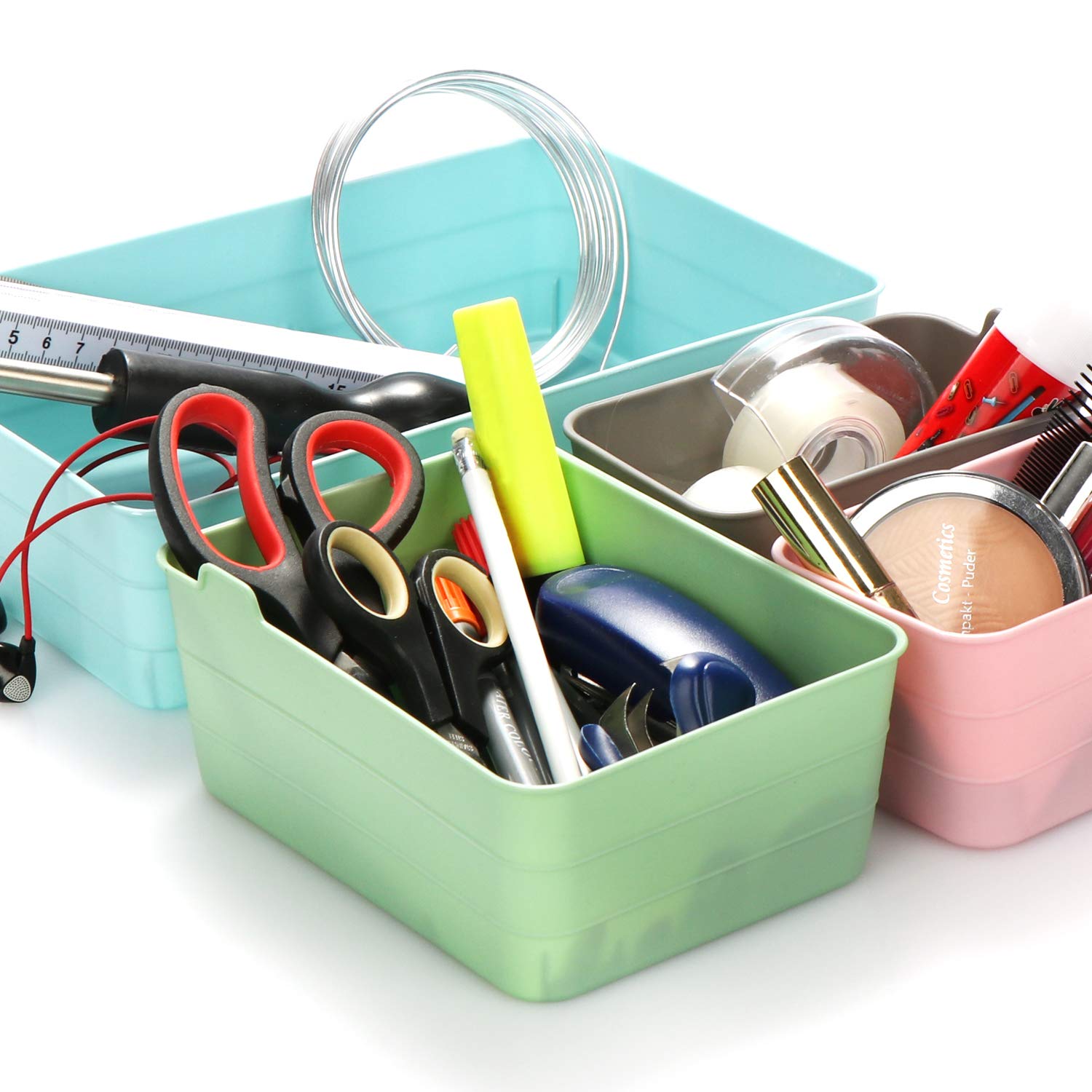 com-four® 48-teiliges Set Aufbewahrungsboxen, Schrank-Organizer