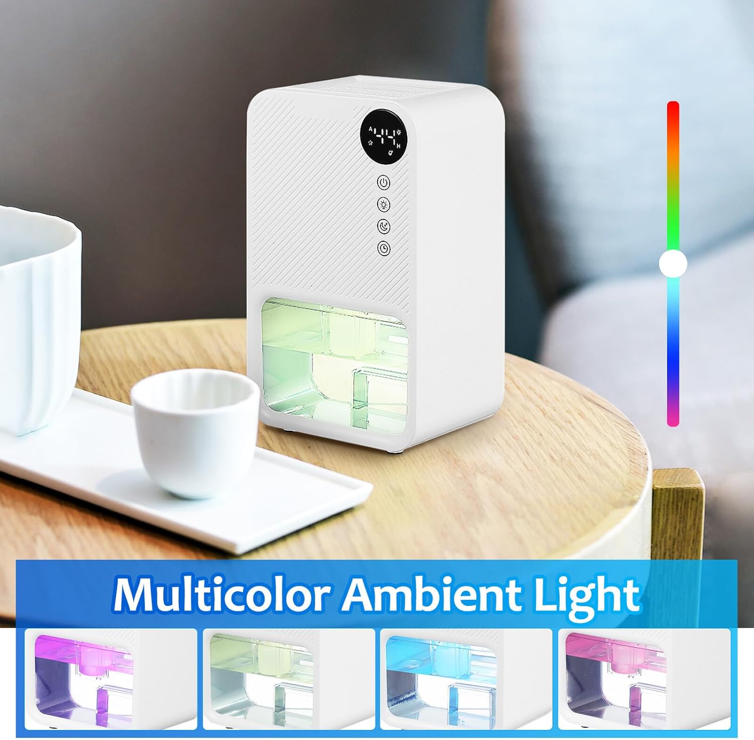 PRETYZOOM Small Portable Dehumidifier for Home and Bedroom with US Plug Efficient Moisture Removal Tank Touch Screen Operation Quiet for Bathroom and Basement Use