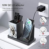 Vista 8 de KINGFOM Organizador de escritorio de piel sintética con soporte de cargador inalámbrico, carga inalámbrica rápida de 10 W para iPhone 11, 11 Pro, 11