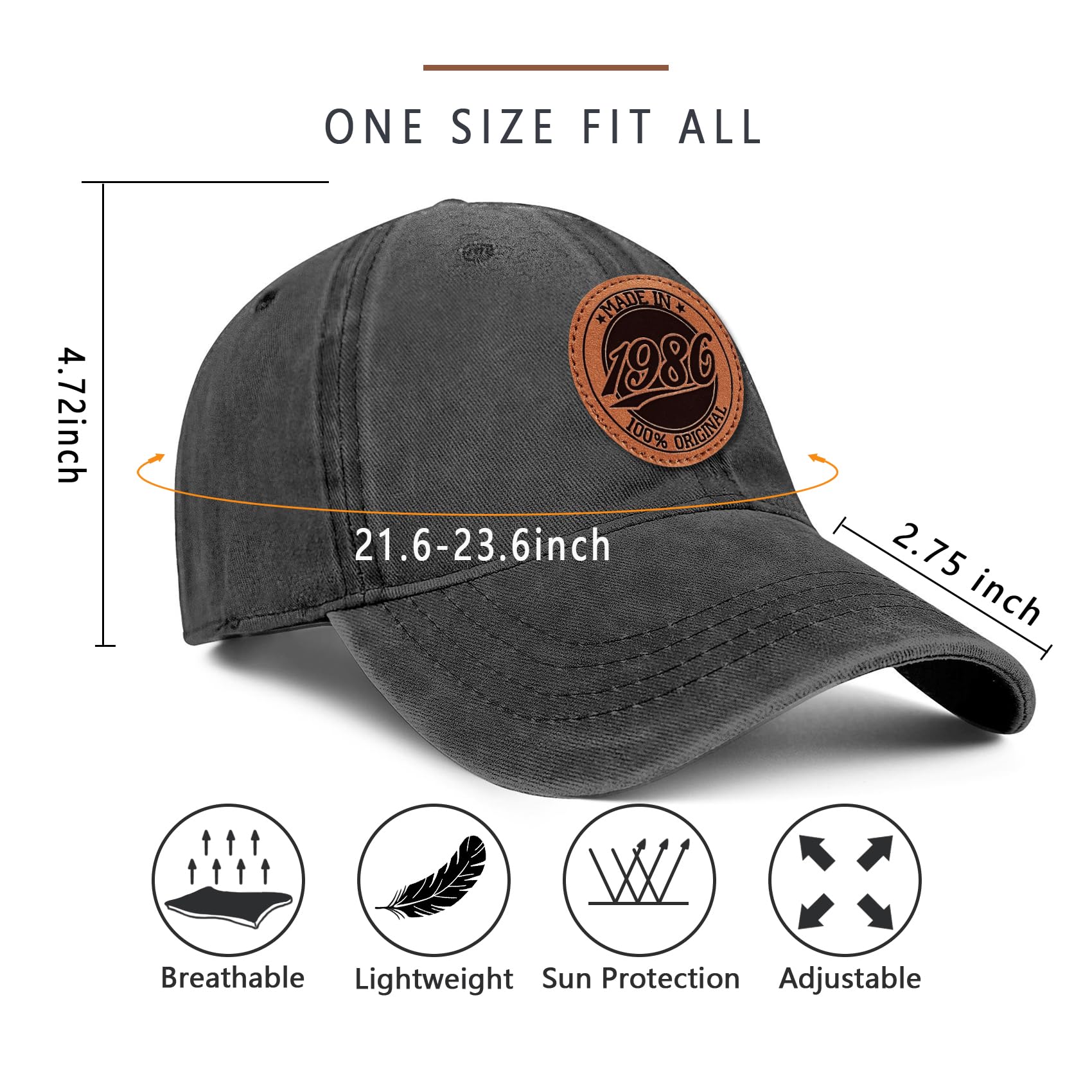 40th Birthday Gifts Men 40 Year Old Gifts Ideas Man 40th Birthday Decorations for Men 100% Cotton 1986 Hat