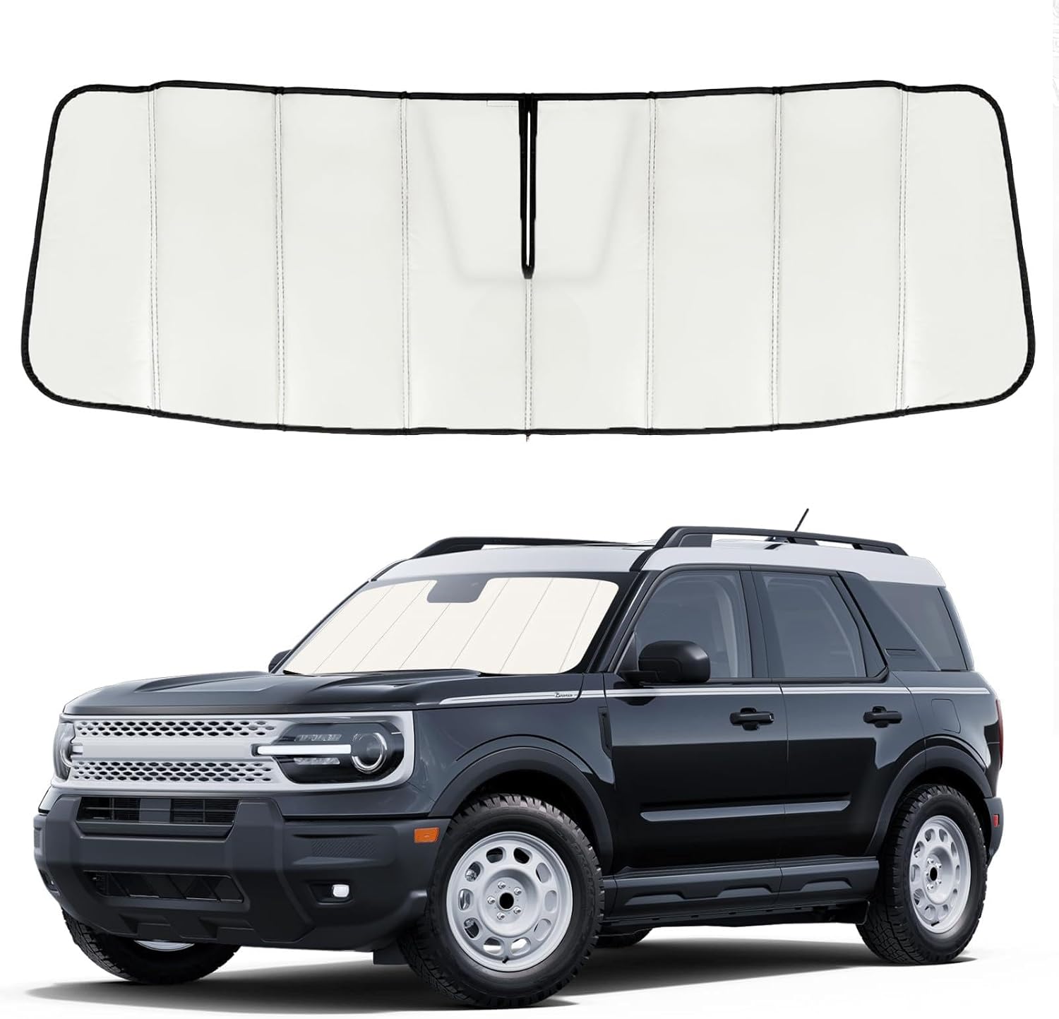 Windshield Sun Shade for Ford Bronco Sport 2021-2025, Front Window Visor Accessories, Accordion Folding Design Blocks Heat & UV Rays Maintain Cool Interior and Save Space
